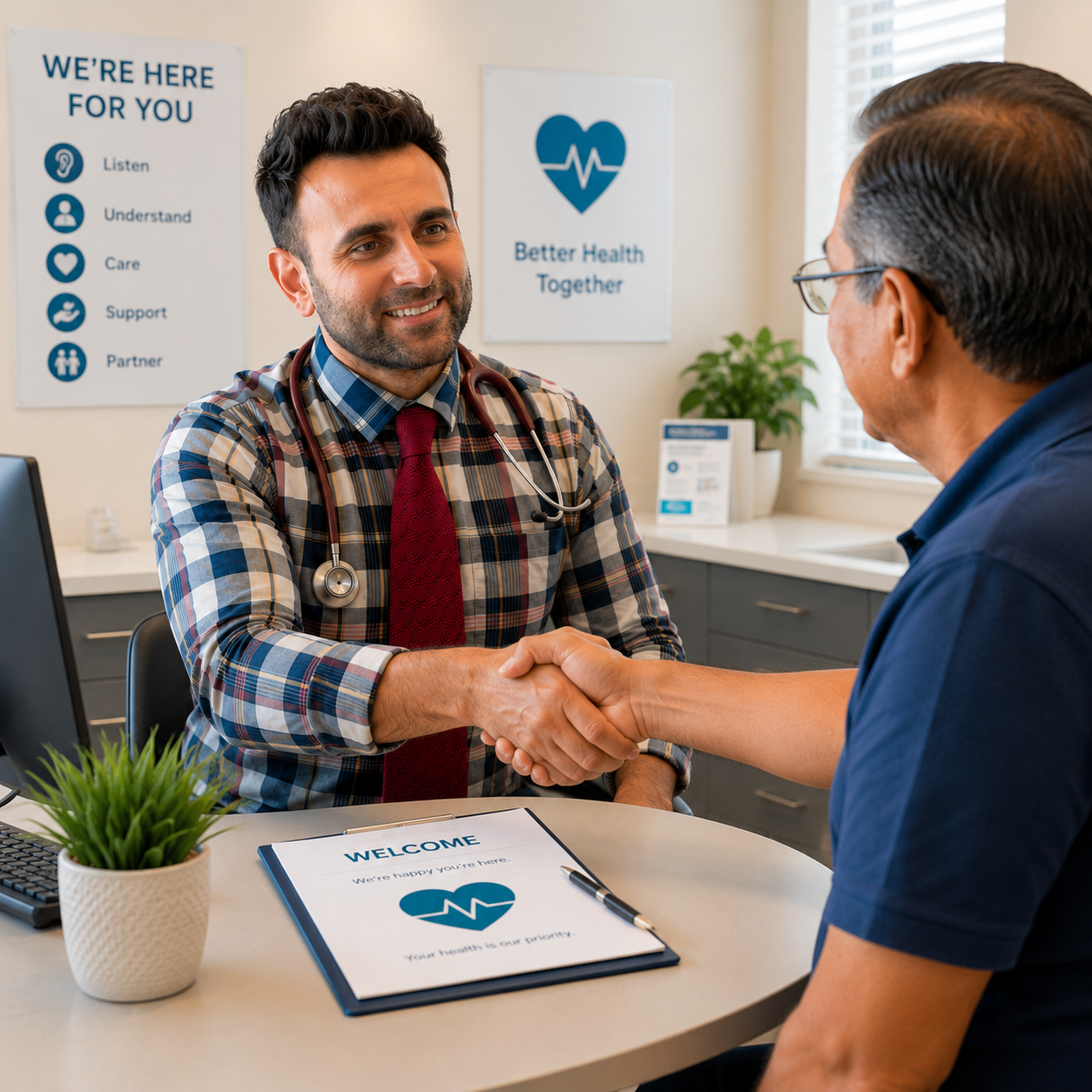 Healthcare professionals reviewing patient information together